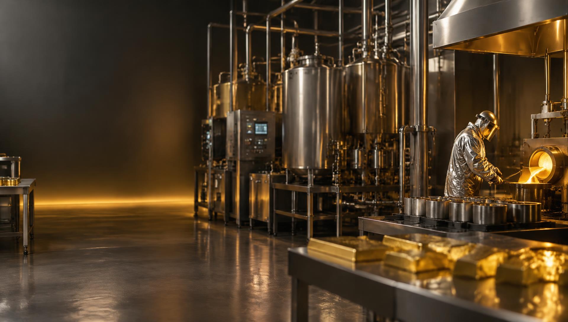 Modern refinery interior with stainless steel processing equipment